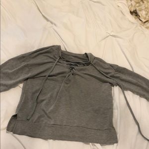 a long sleeved gray t-shirt